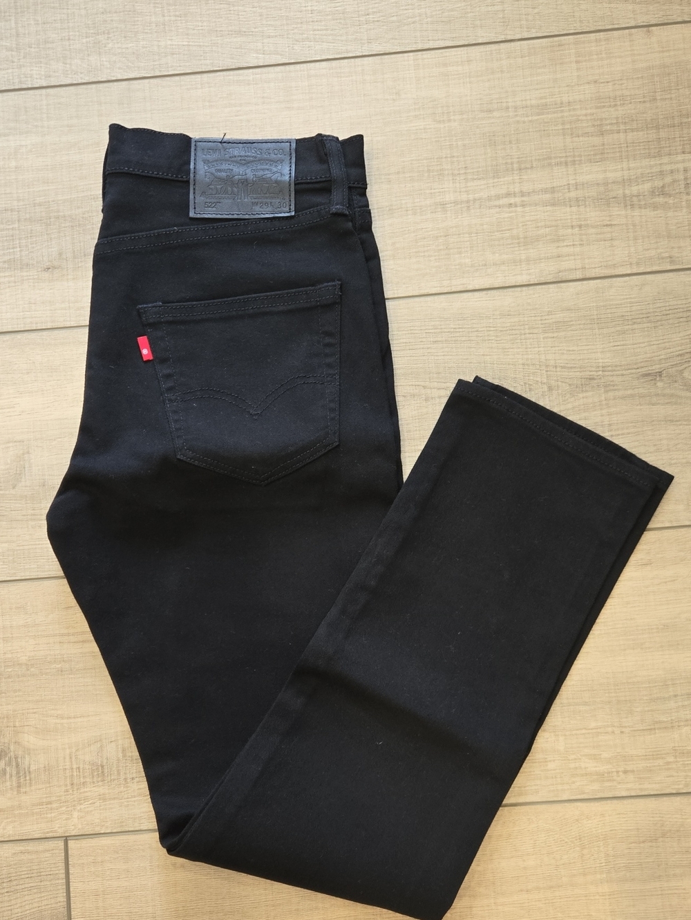 Men's Slim Straight Black Jeans with Subtle Distressed